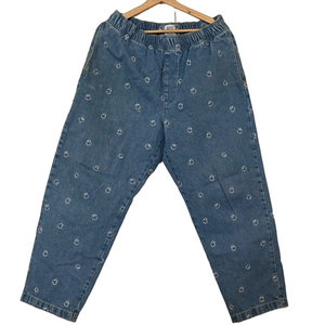 Relaxed Fit Blue Patterned Jeans